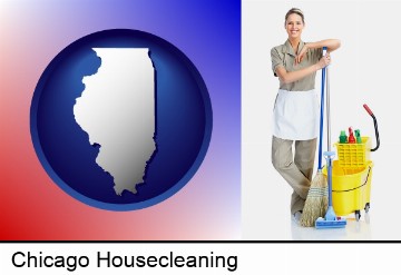 a woman cleaning house in Chicago, IL