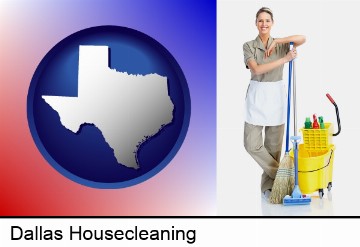 a woman cleaning house in Dallas, TX