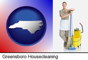 Greensboro, North Carolina - a woman cleaning house