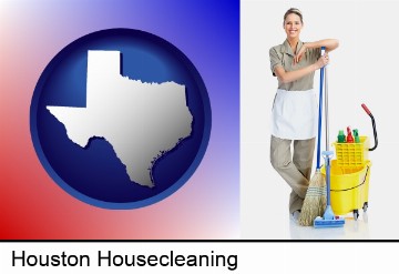 a woman cleaning house in Houston, TX