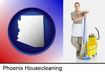 a woman cleaning house in Phoenix, AZ