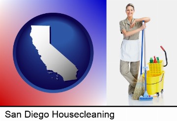 a woman cleaning house in San Diego, CA