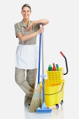 a woman cleaning house