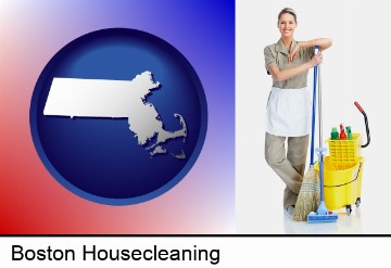a woman cleaning house in Boston, MA