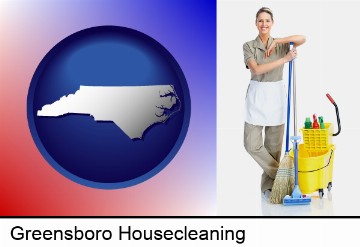 a woman cleaning house in Greensboro, NC