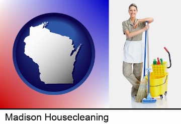 a woman cleaning house in Madison, WI