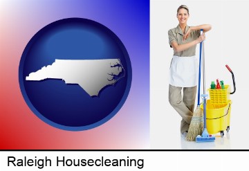 a woman cleaning house in Raleigh, NC